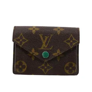 Pre-owned Louis Vuitton Monogram Coated Canvas Small Leather Goods Marie Compact Monogram & Vert Wallet LOU.S.1063