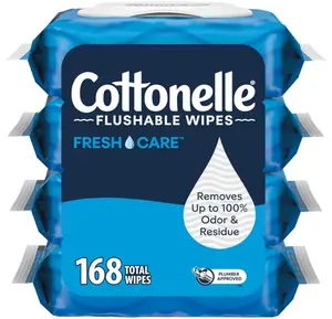 Cottonelle Fresh Care Flushable Wet Wipes, Adult Wet Wipes, 4 Flip-Top Packs, 42 Wipes Per Pack (168 Total Wipes), Packaging May Vary