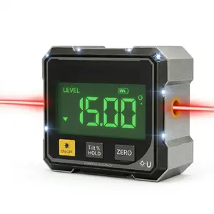 Magnetic Digital Laser Level 360° Angle Finder Professional Precision Scribing Tool, 4-Side Magnet Laser Gauge for Flooring Cabinetry Woodworking Newbies DIY Tool Perfect Gift for Men