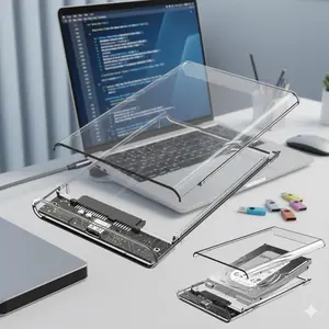 2.5" Transparent External HDD/SSD Enclosure USB 3.0 High-Speed, Tool-Free Portable Case for 7mm & 9.5mm SATA Hard Drives, Fast Data Transfer Mobile Storage Solution