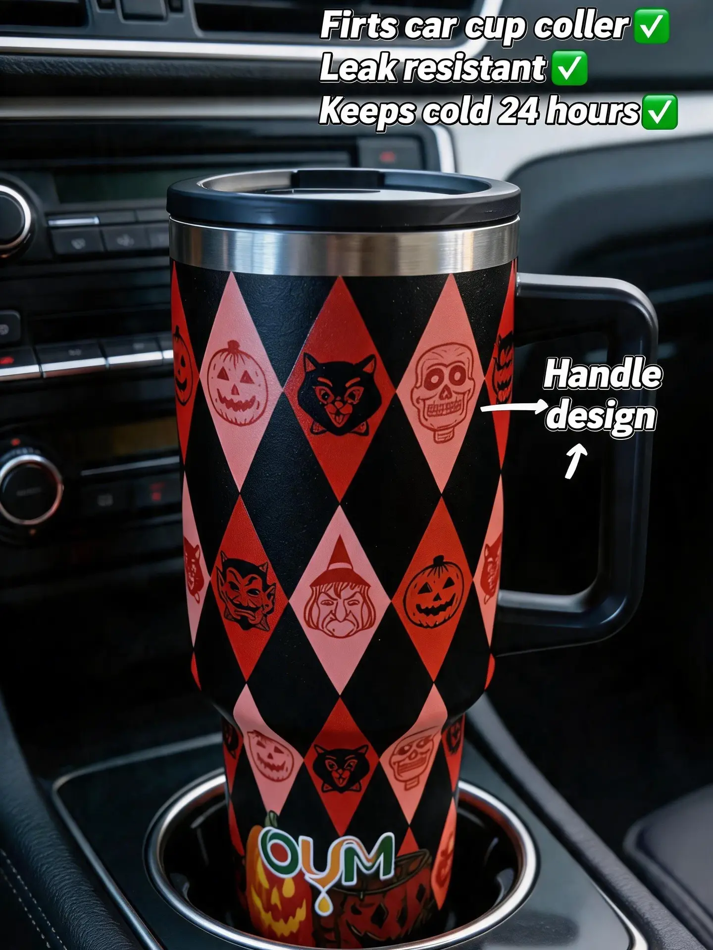 OUMAE 40oz Tumbler With Handle,Insulated Travel Cup For Car Cup Hodler,Office&Gym,Leakproof Stainless Steel Cup