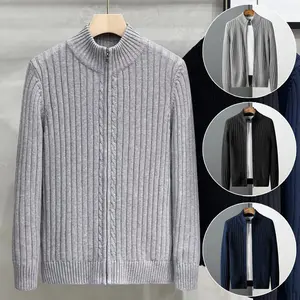 New autumn-winter European and American style knitted cardigan sweater for men, Korean version with zip, slim-fitting for outerwear Knitwear Menswear nara smith black turtleneck shamrock sweater sweater sweaters sweater cardigan st patrick's day sweater