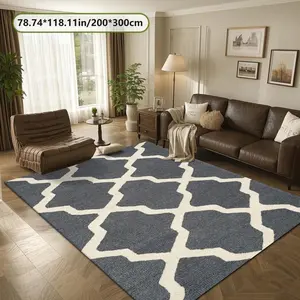 Velvet Soft Comfortable  Modern Moroccan Lattice Rug 2D Printing Rug Fashion Home Decor, Commercial Decor Carpet, Living Room Rug, Sofa Cushion Bedroom Rug, Bedside Blanket Door Entrance Mat, Dining Table Carpet