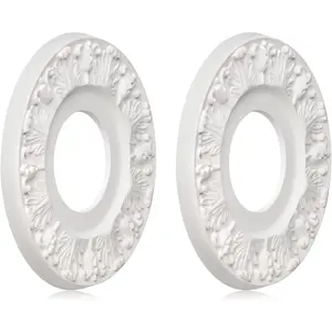 2 Pcs Vintage Carved Flower Ceiling Medallion for Light Fixtures and Ceiling Fans (10-1/8"OD X 4"ID White)