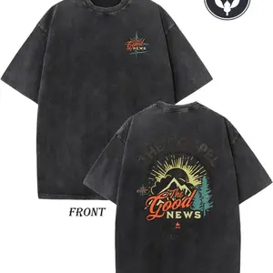 Christian Faith Graphic Tee: Heavyweight Oversized Cross & Gospel Print, Vintage Washed Streetwear for Unisex All-Season Church & Gift Giving|#FaithTee#Streetwear#ChristianApparel#ChristmasGift