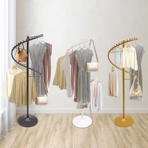 360° Spiral Rotating Clothing Rack, Standing Garment Rack with 36 Balls, Heavy Duty Freestanding Metal Clothes Hanger for Home Bedroom Boutique