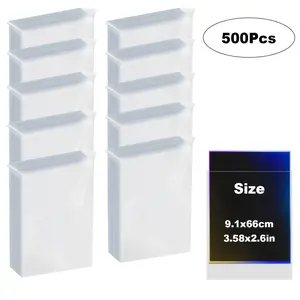 500Pcs Card Sleeves, 91x66mm Card Covers, Card Protective Film, Clear Card Protector for MTG Card, TCG Card, Trading Card, Baseball Card, Game Card, Sport Card, Penny Card, Gathering Card, Photocard, Trading Card Toploaders(Thickness 0.1mm/0.2mm)