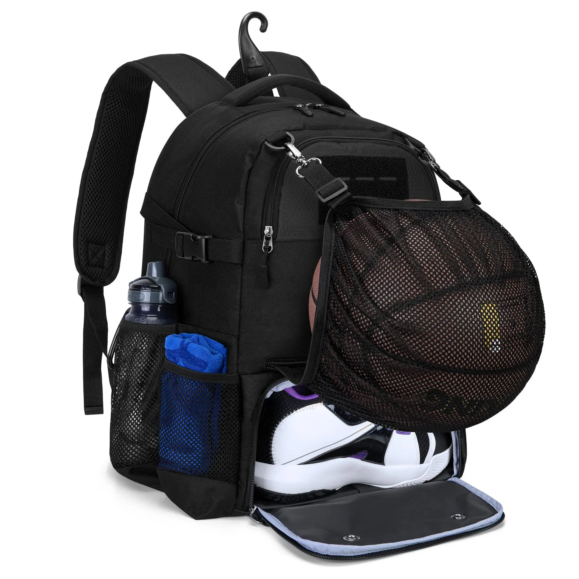 DSLEAF Basketball Bag Backpack Soccer Bag Backpack with External Ball Net Basketball Equipment Bag with Separate Shoe Space for Basketball Soccer Volleyball Sport Training
