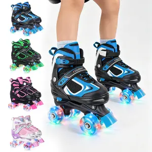 Nattork 4-Sizes Adjustable Kids Roller Skates for Girls & Boys – All Light-Up Wheels, Comfort Padded Liner & Wear-Proof Buckle for Indoor/Outdoor Skating, Ideal Birthday & Christmas Gift for Kids 4+