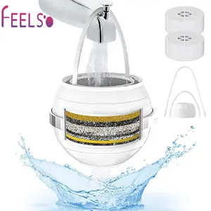 FEELSO Bath Water Filter for Tub Faucet with Overflow,2,500 Gallons of Filtration,Remove contaminants,Chlorineand Fluoride,Hard Water Softener,Enhances The Health of Skin,Hair,Nailsrtable & Lightweight Design for All Faucets - Shower Head Ensemble
