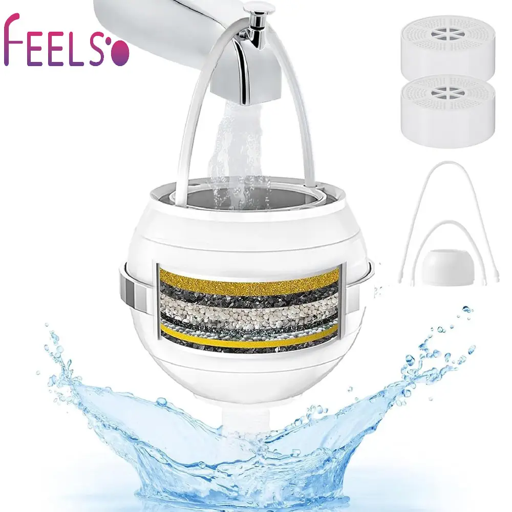 FEELSO Bath Water Filter for Tub Faucet with Overflow,2,500 Gallons of Filtration,Remove contaminants,Chlorineand Fluoride,Hard Water Softener,Enhance