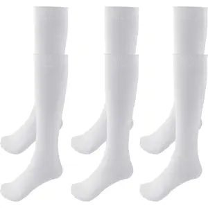 3 Pairs School Uniform Cotton Knee High Socks Athletic Sports Soccer Socks Tube Sock for Girls and Boys