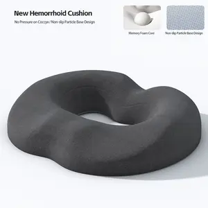 Cozy Slow Rebound Donut Seat Pillow | Pain Relief for Postpartum, Hemorrhoid, Coccyx & Lumbar Issues | Ideal for Office & Driving | Black w/ Blue Stitching | Zippered Washable Polyester Cover