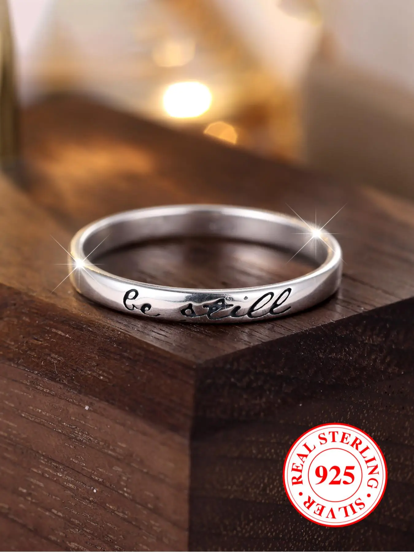 S925 Sterling Silver Letter Pattern Ring, Fashion Accessories for Women & Girls, Trendy All-match & Exquisite Jewelry for Birthday Gift