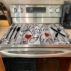 Durable Gas Stove Panel Protector Cover, Stove Plate, Heart Wood Grain Design, Scratch Resistant, Easy to Clean, Multi-Purpose for Kitchen, Oven, Washer, Dryer  Valentine' s Day Valentino Decor Gift