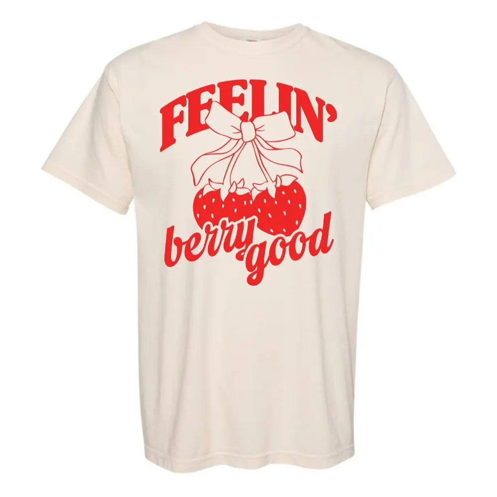 PUFF 'Berries & Bows' T-Shirt, Feelin' Berry Good 3D PUFF Print, Comfort Colors Tee
