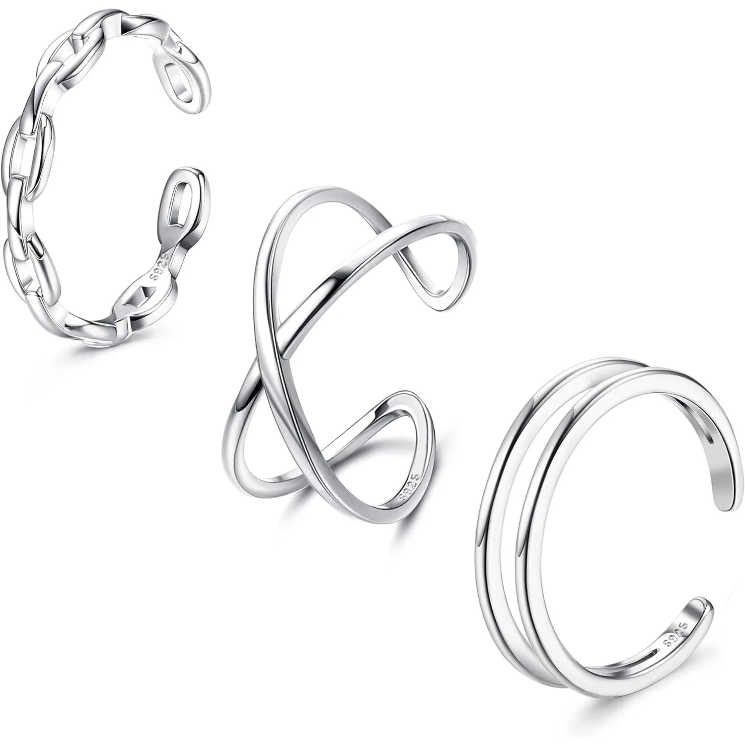 Fansilver 3 count toe Rings for Women Rings Set Color Change Adjustable African Toe Rings Finger Nail Rings Summer Beach Barefoot Jewelry