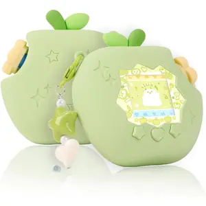 Apple Case for Tamagotchi Paradise, 4-iaradisen-1 Shockproof Silicone Protective Cover Kit with Faceplate, Flower Dial Cap & Charm, Kawaii Accessories for Girls & Adults (Green)