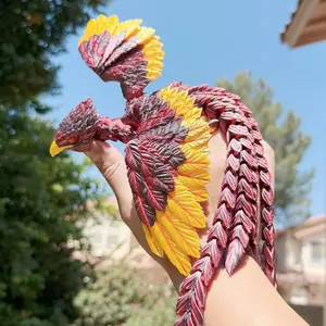 Moehearts Articulated Phoenix, 3D Printed Phoenix Fidget Desk Toy | Mythological Creatures | Sensory | Glow In Dark | Desk Accessory