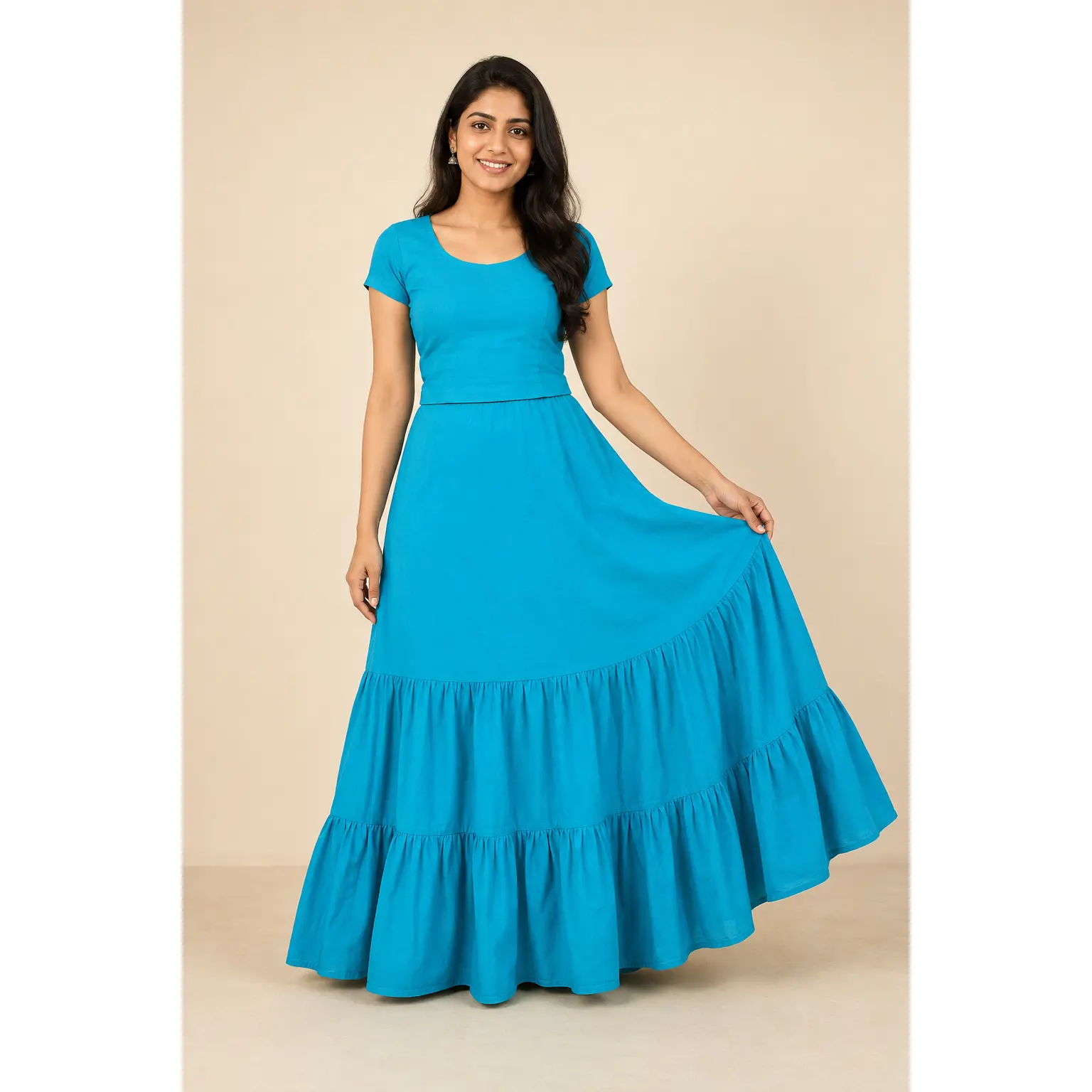 100% Cotton 2-Tier Saree Petticoat | 5-Meter Sweep