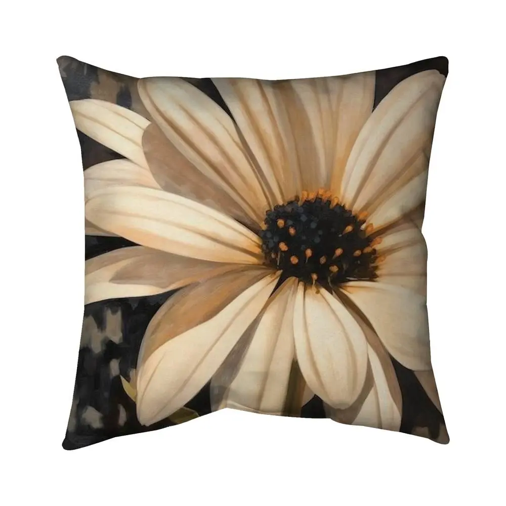 212 MAIN Open Daisy Black Pillow, 16x16 in, Modern Floral Print, Soft Cushioning, Bedroom Home Decor Textile Soft Furnishing Accessory, 5543-1616-FL380