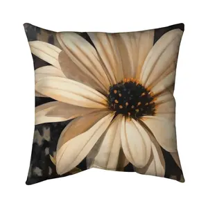 212 MAIN Open Daisy Black Pillow, 16x16 in, Modern Floral Print, Soft Cushioning, Bedroom Home Decor Textile Soft Furnishing Accessory, 5543-1616-FL380