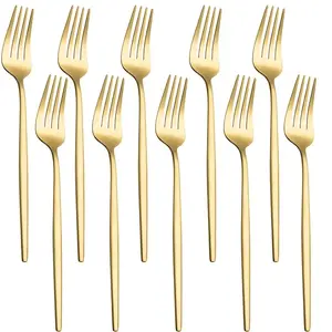 10-Piece Stainless Steel Fork Set, 8.5 Inch Mirror Polished Cutlery, Elegant Dinnerware Sets for Weddings, Restaurants, Parties