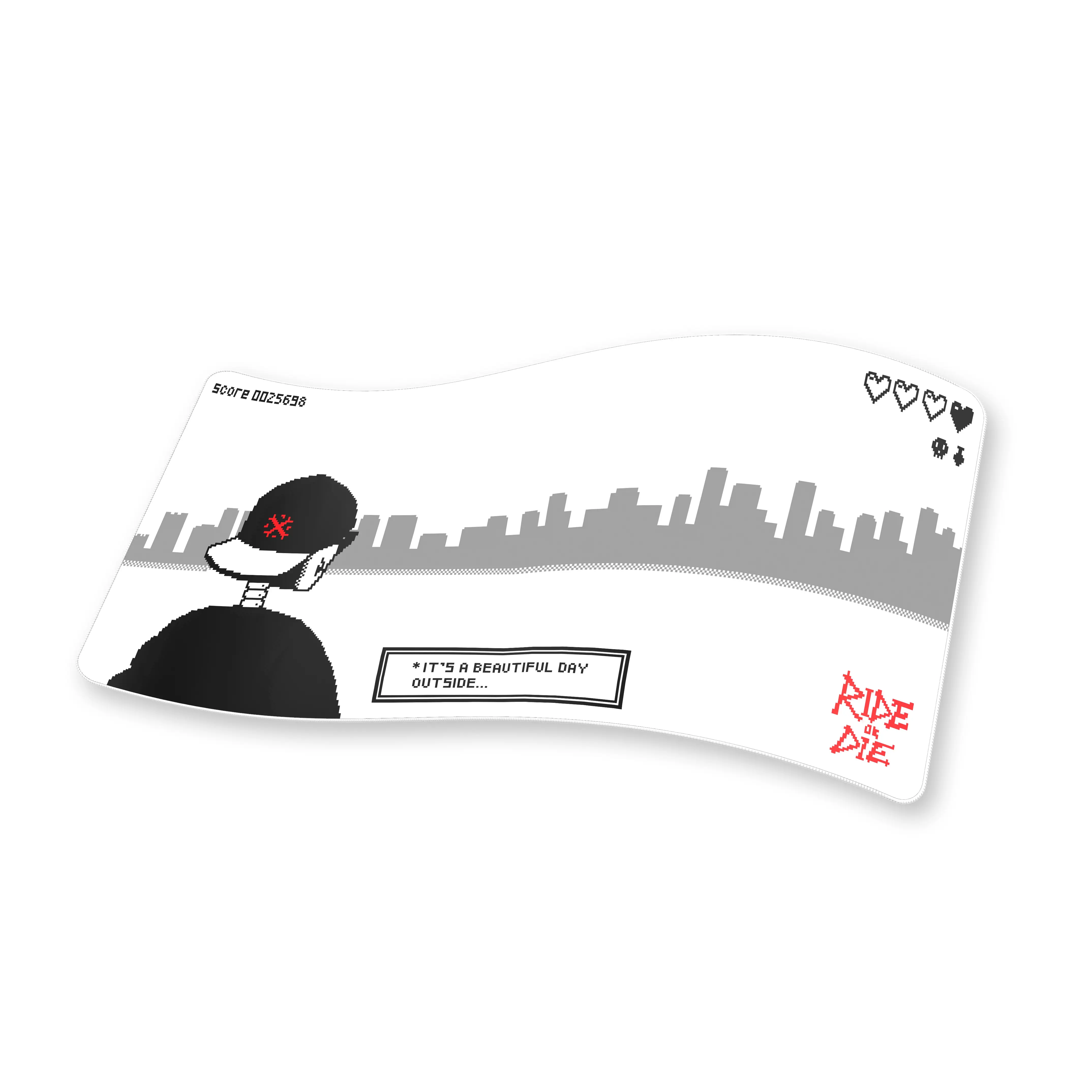 Oni Deskpad - Ride or Die White, 35.4 X 15.7 X 0.18 inches, Stitched Edges, Smooth Surface, Non-Slip Base, Perfect for Office & Home Use
