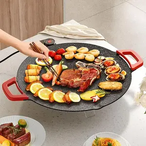 TANLOOK 1500W Portable Electric Korean BBQ Grill Pan Indoor Smokeless Non-stick Adjustable Temperature Control Universal Fry Griddle for Home Cooking Fast Even Heating Multi-Purpose Magic Easy Cleanup Compact Convenient