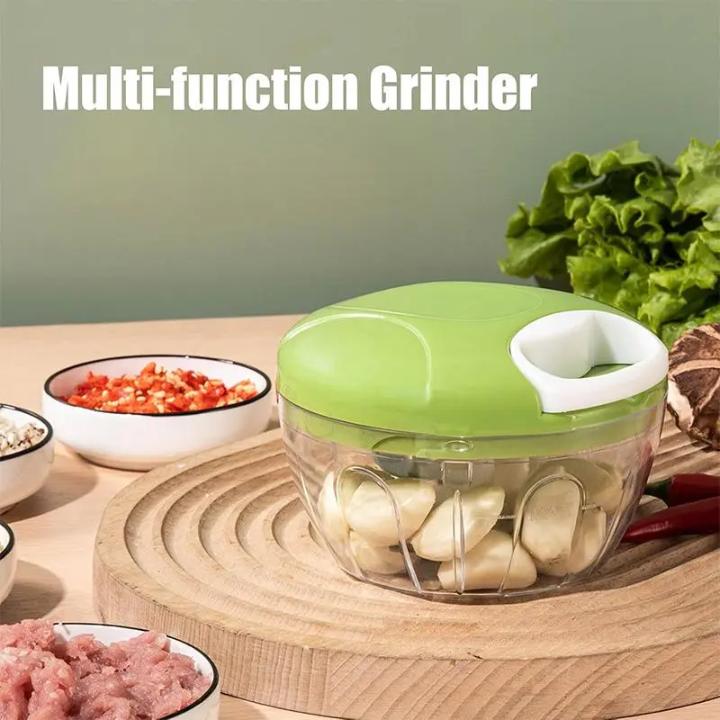 Household Pull-Type Garlic Blender, 420 Stainless Steel Blade, Durable PP PS Body, Flexible Chopping Multi-Use Food Shredder