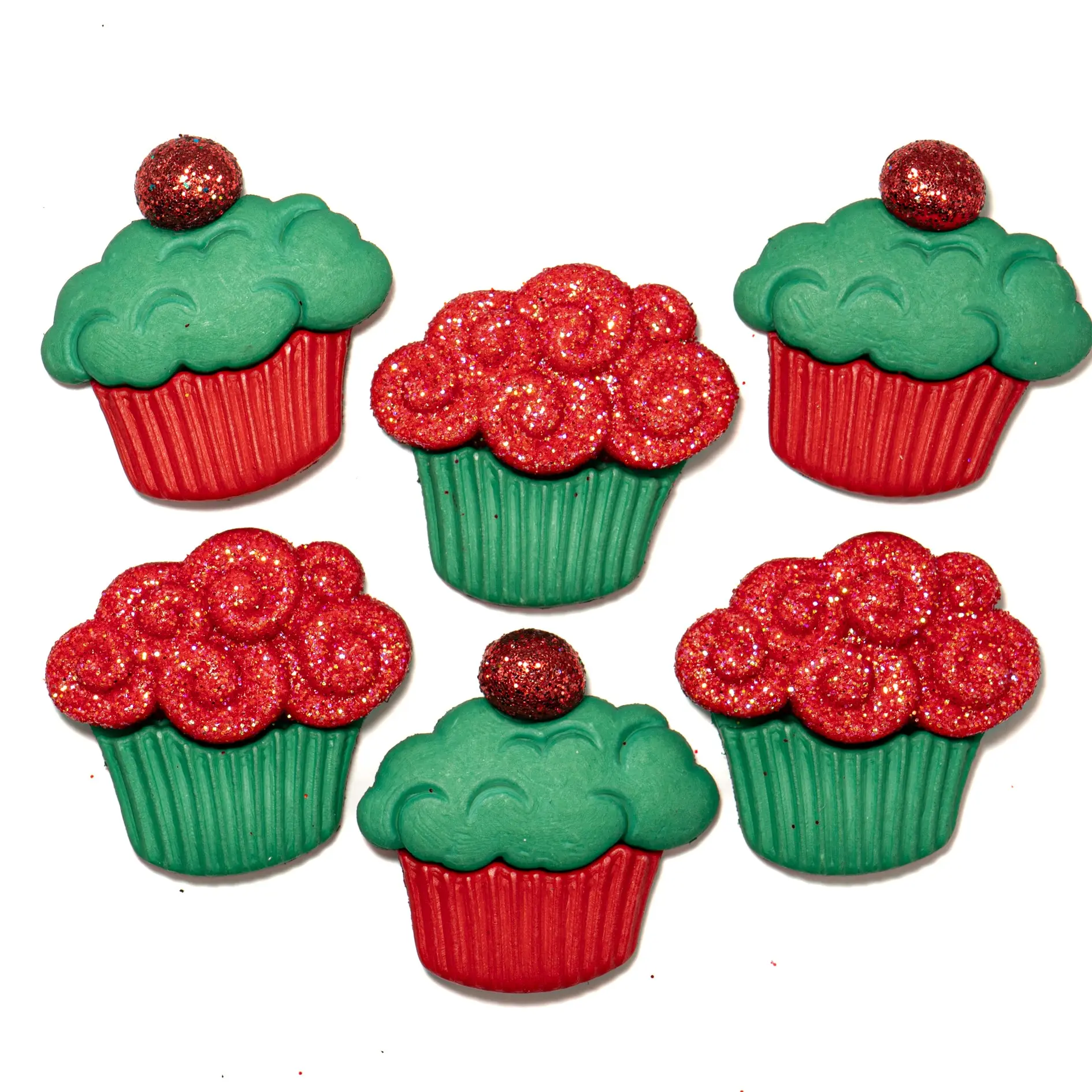 Christmas Cupcakes Red Green Holiday Themed Buttons