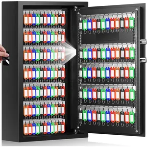 144 Keys Fireproof Key Cabinet Anti-Theft Heavy Duty Key Lock Box with Key Tags Adjustable Key Organizer Wall Safe with Combination Lock for Car Office House Garage Rental Business
