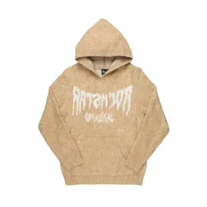 Andros Beige Graphic Knitted Hoodie