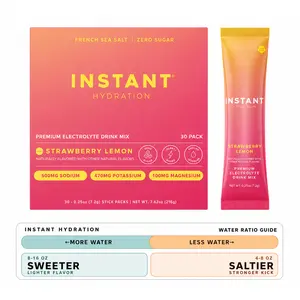 Instant Hydration Summer Classics Organic Daily Premium Salt Electrolyte Drink Mix Sticks - Deep Cellular Hydration, Assorted Fruit Flavors, Mineral Algae-Sourced Calcium, Magnesium, Potassium,  Sodium