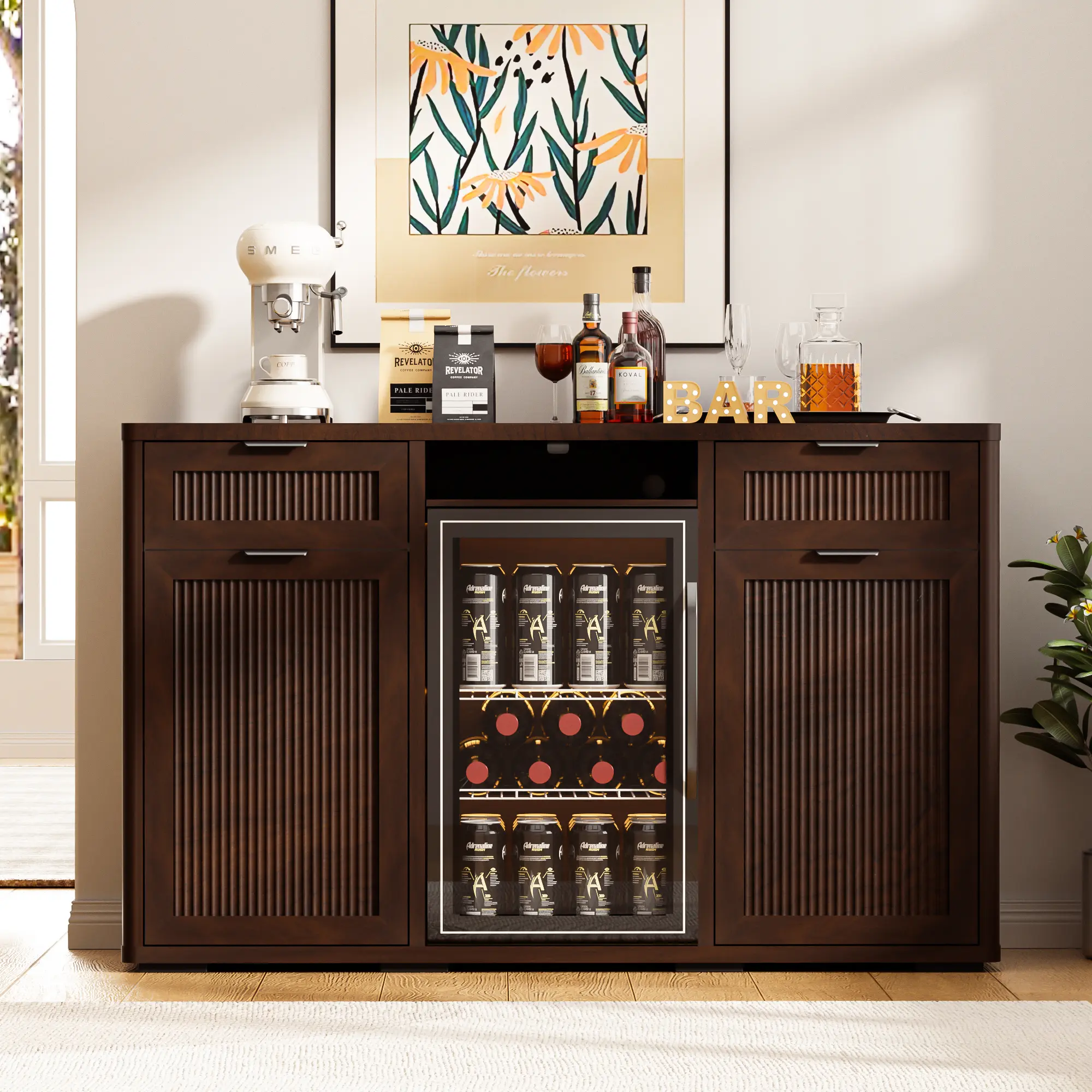 Mother's Day Gift Spurgehom Wine Bar Cabinet with Mini Fridge Space, Liquor  Coffee Cabinet with Hidden Trash Cabinet, Buffet Sideboard for Living Room,  Kitchen, Dining Room summervibes Beverages Drawers Dresser - TikTok