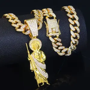 2026 Saint Judas Gold Hip Hop Religious Pendant Necklace, Fashion Jewelry for Party, Daily Clothing Decor, Trendy All-match & Exquisite Jewelry for Birthday Gift Summer Religious Jewelry Gift