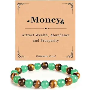 Money Attraction Bracelet for Women Green Aventurine Tiger Eye Feng Shui Bracelet Prosperity Wealth Abundance Beaded Bracelets Good Luck Attract Wealth Jewelry Gifts