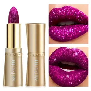 Sparkling Glitter Lipstick, Purple Shade, Long-Lasting Lip Gloss for Daily Makeup