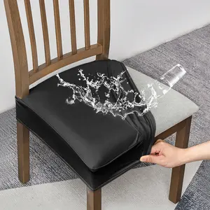 Waterproof Chair Covers,Oilproof & Wipeable Kitchen Chair Seat Covers,Rear Covered Washable Dining Chair Covers ,Stretch Dining Room Chair Seat Covers, Kitchen Chair Seat Covers Protectors