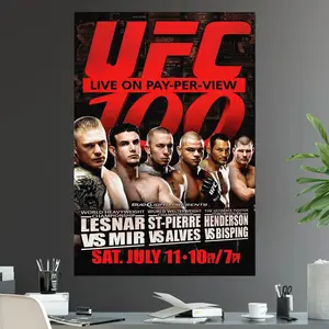 UFC 100 Brock Lesnar Vs Frank Mir George St-Pierre GSP Vs Thiago Alves Dan Henderson Vs Michael Bisping Championship Title Fight POSTER UNFRAMED