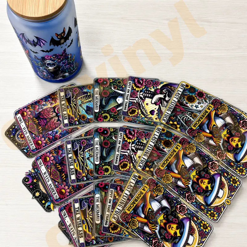 M Box-- Cup Wrap Bundle 16OZ UV DTF 9.84"*4.92" for Glass Acrylic Metal Waterproof Vivid Color Strong Stickiness No Dry Time Needed DIY Crafts Kit Custom