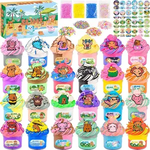 24 Pack Axolotl Butter Slime Kit, Highland Cattle Capibara Slime, Internet Popular Animal Slime Charms, Soft Slimes, Stress Relief Toys for Kids, Party Favors for Toddlers Teens Girls and Boys