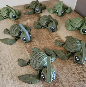 Military Gernurtle Figurine Set - Green Decorative Figures for Home Decor and Ornaments