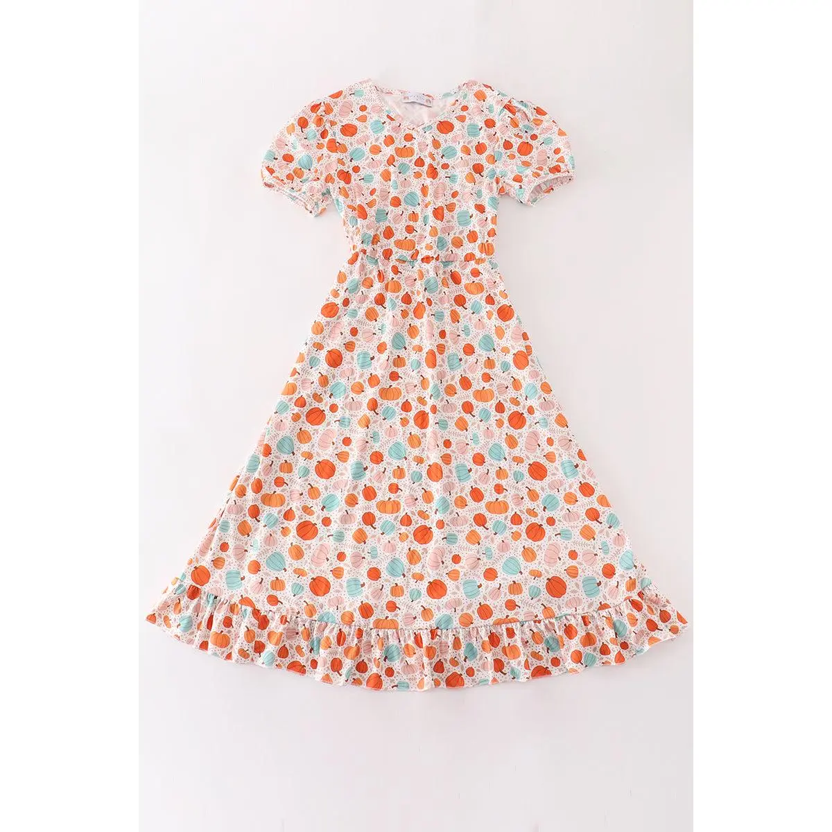 Orange pumpkin print mom dress