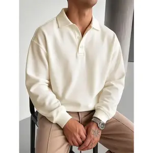 Men's Autumn Winter Polo Collar Button Fitted Pullover Knit Sweater, Fashion Trendy Design, Suitable for Daily Wear Formal Top Long Sleeve