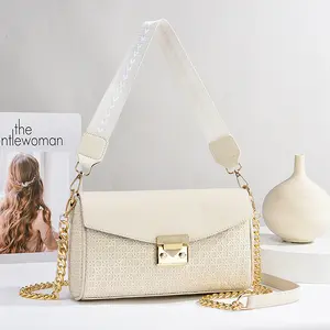 Small Size Women's Shoulder & Crossbody Bag with Intricate Woven Textured Body & Smooth Flap Top for Versatile Carrying