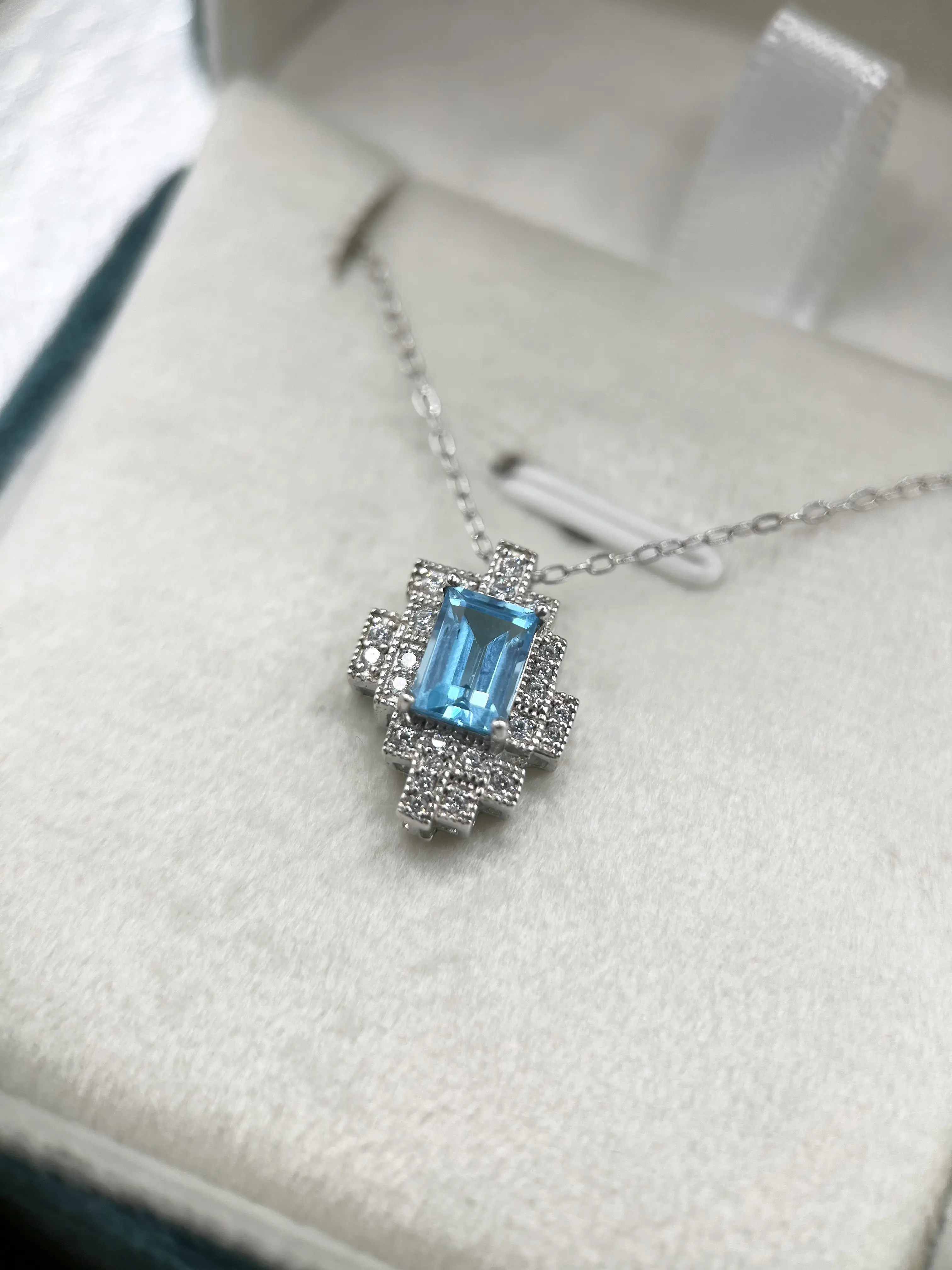 LoveYuki Natural Swiss Blue Topaz Necklace with S925 Sterling Silver, December Birthstone, Gift for her