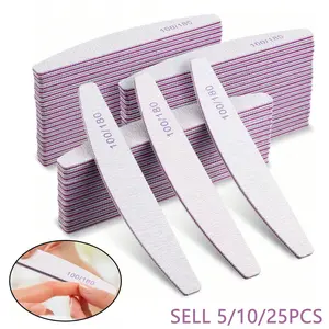 5/10/25pcs 100/180 Grit Nail File Set,Nail Supplies,Nail Tools,Manicure,Nail Art Tools,Back To School,Nails,Nail Tools For Press On Nails