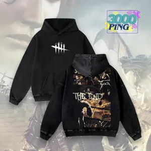 Dead by Daylight Hoodie & T-Shirt The End Graphic, Vintage Acid Wash Apparel, Survival Horror Game Merch, DbD Entity Logo Pullover, Unisex Cotton Top