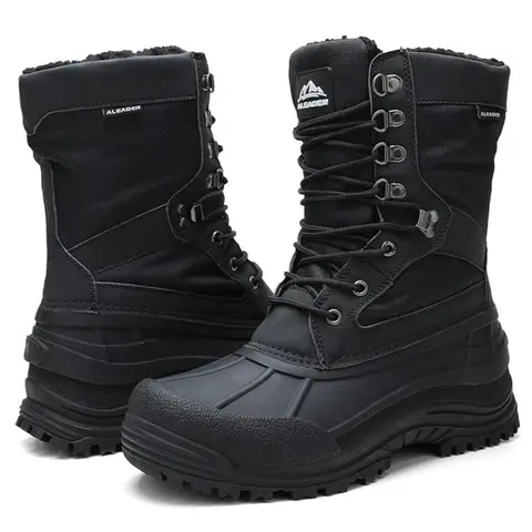 ALEADER Male Premium Durable Outdoor Hiking Boots, 1 Pair Lace-Up Secure Fit Shoes with 200g Thinsulate Insulation, Waterproof Fabric Upper, Rubber Sole, 1.57in Low Heel, Athletic Design for Chilly Days, Snowy Trekking